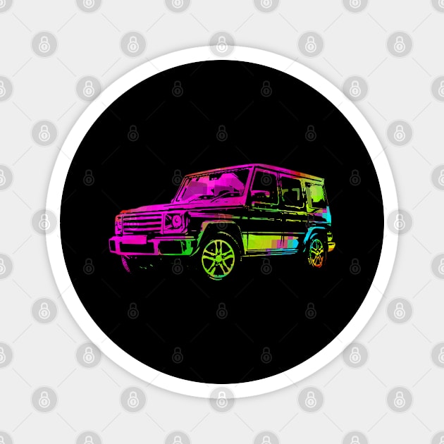 G wagon abstract pixeleted psychedelic colorful design Magnet by WOS